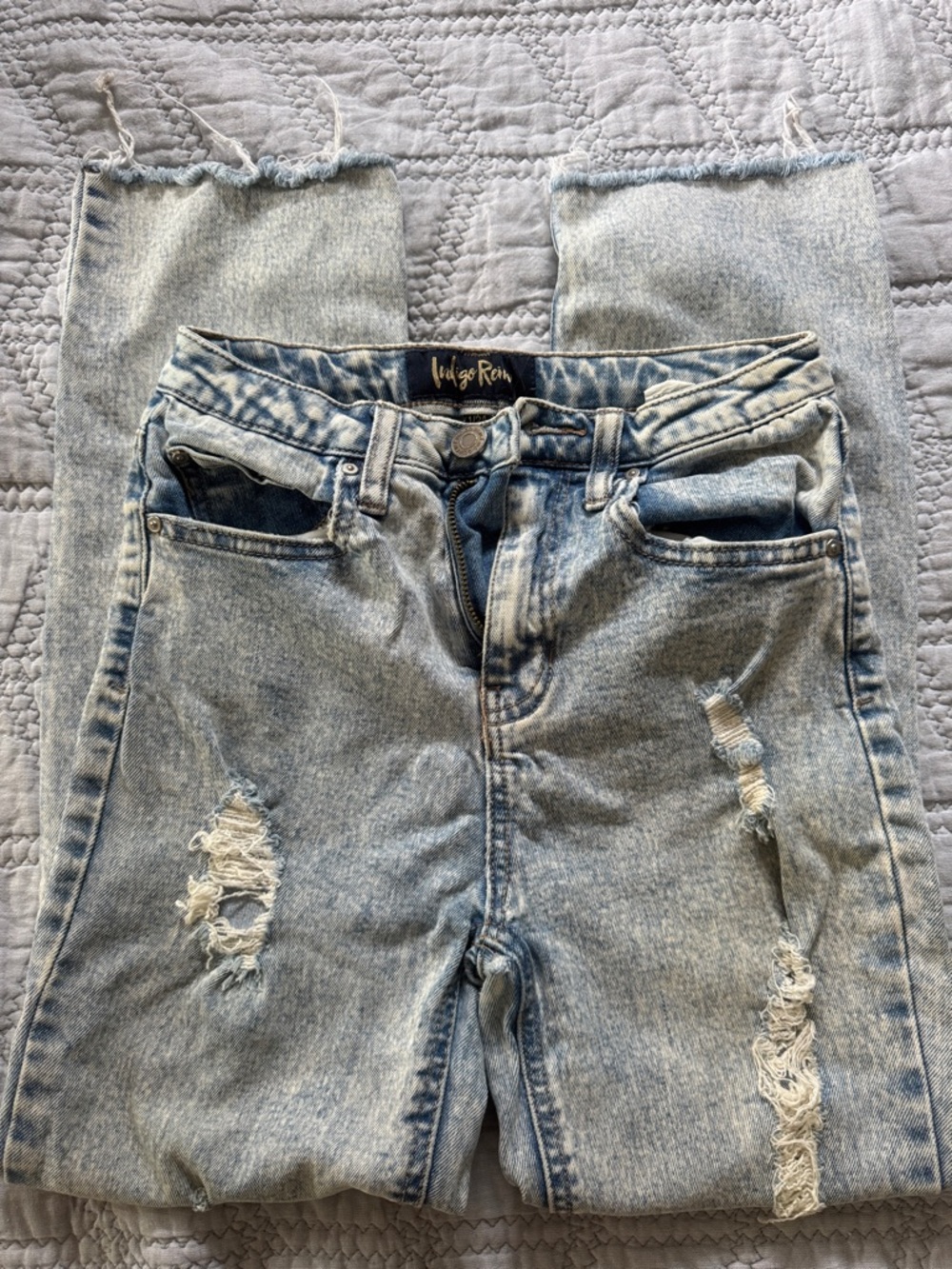 Indigo Rein Light Blue High-Rise Distressed Jeans